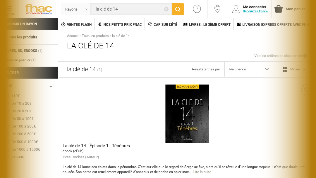 La clé de 14 - Ténèbres est disponible à la FNAC